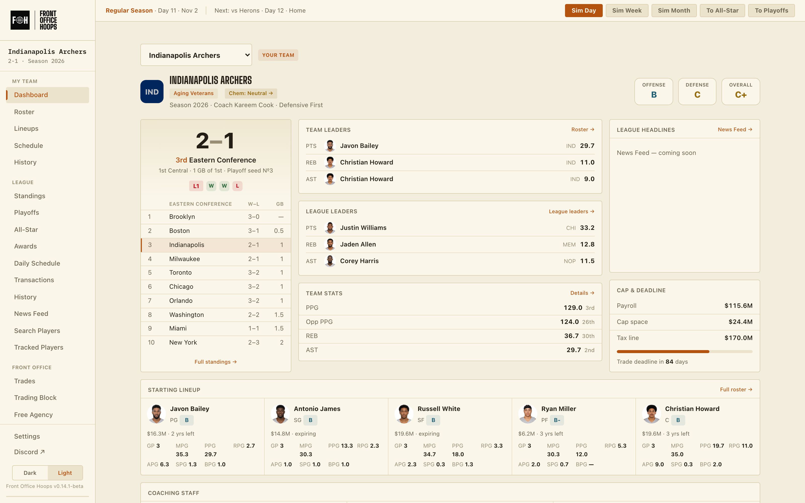 Front Office Hoops app screenshot
